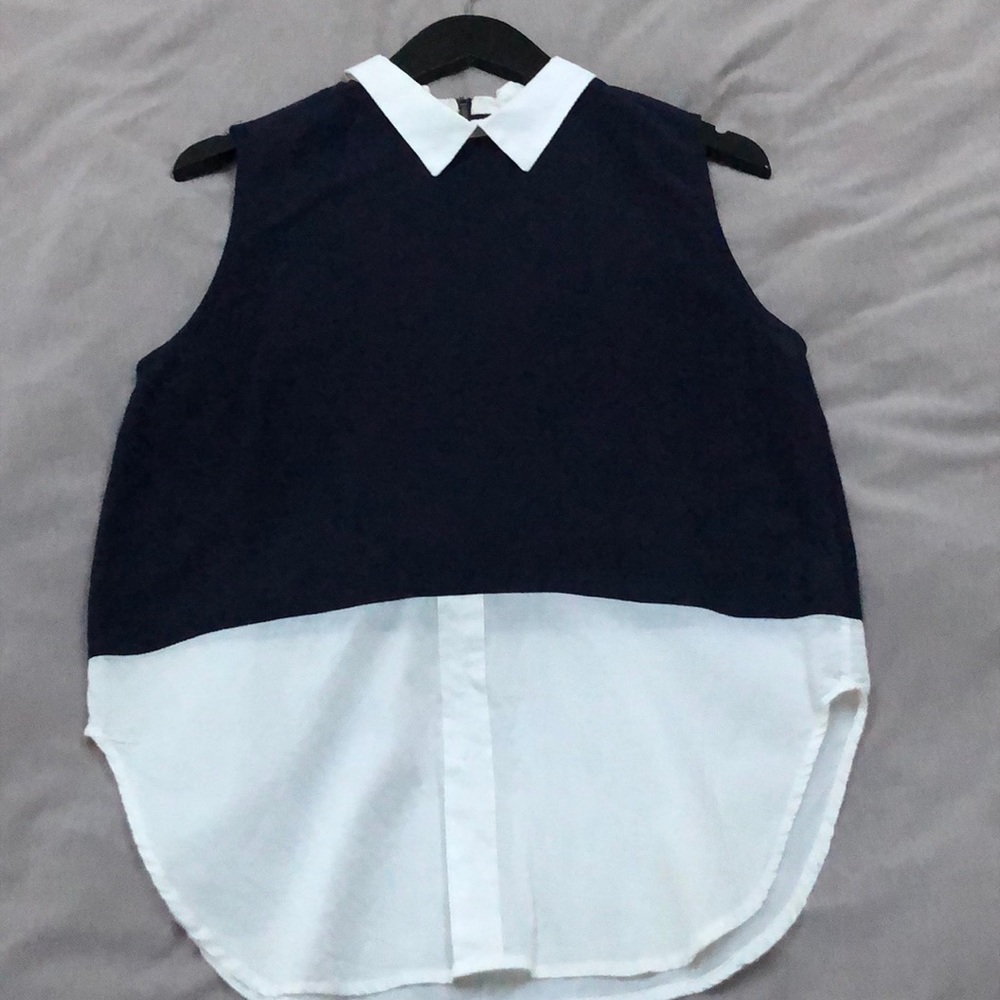 Blue and white collared shirt